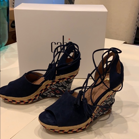CAbi Suede Ankle Tie Wedge shoes - Picture 1 of 5